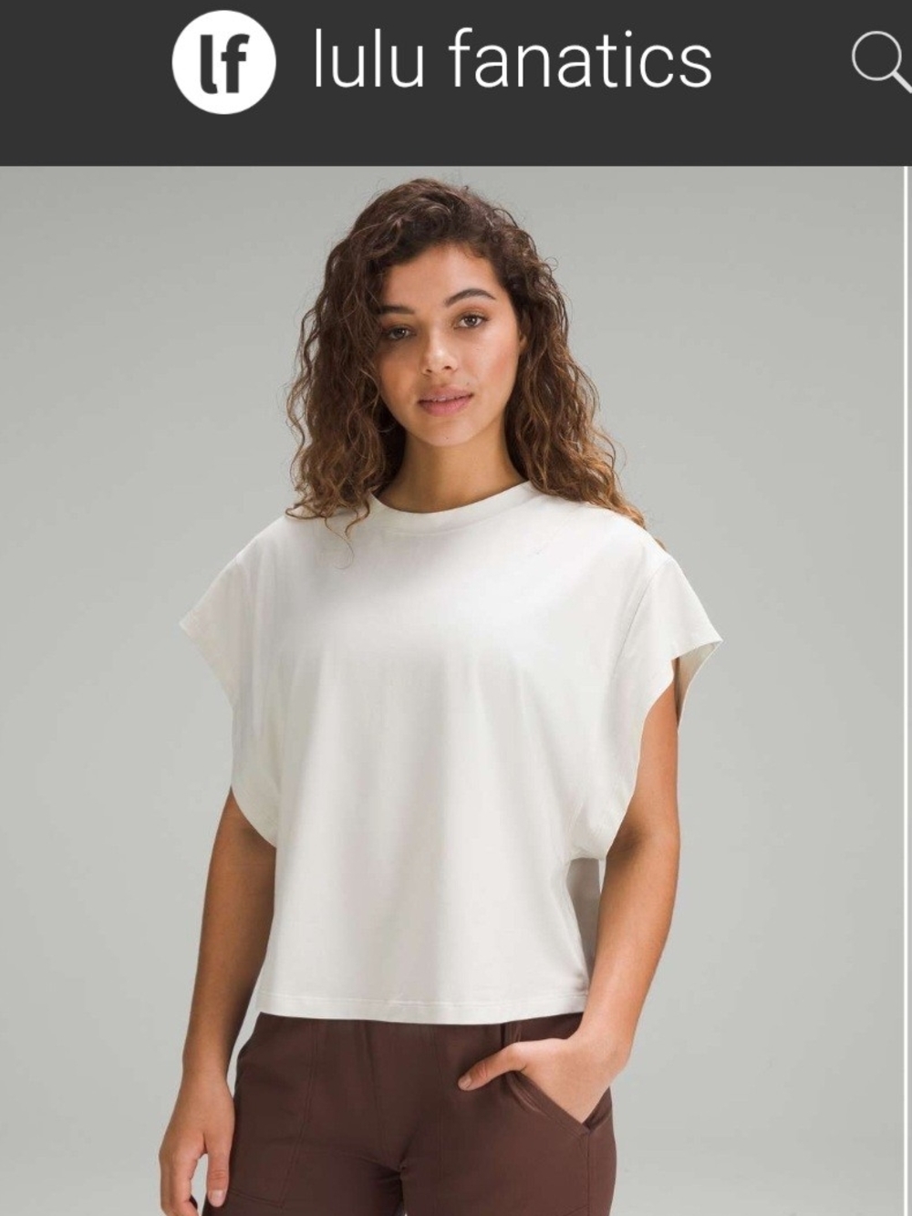 Lululemon athletica Cap-Sleeve Crewneck Top Bone Color Pima Cotton